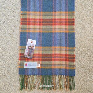 NWT John Hanly Extra Fine Merino Wool Plaid Scarf